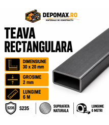Teava rectangulara 30 x 20 x 2 mm, 6 metri